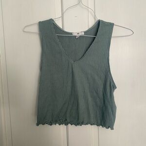 bp Ribbed V-Neck Crop Tank in Sage